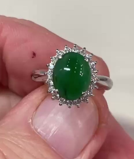 Platinum Ring with 3.44ct GIA Imperial Jade