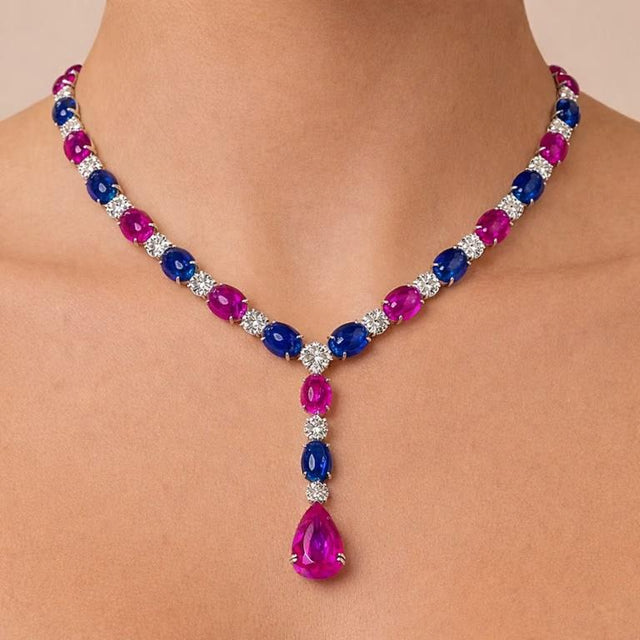 18k Ruby & Sapphire Necklace