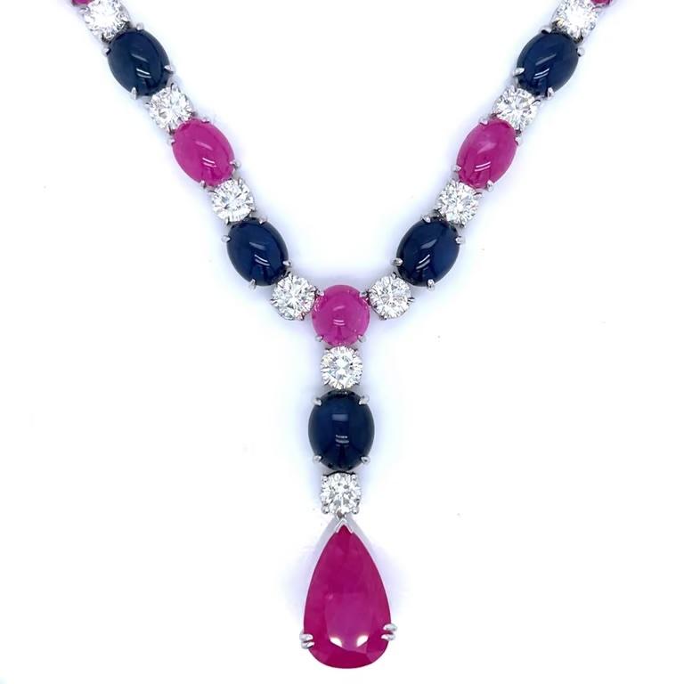 18k Ruby & Sapphire Necklace