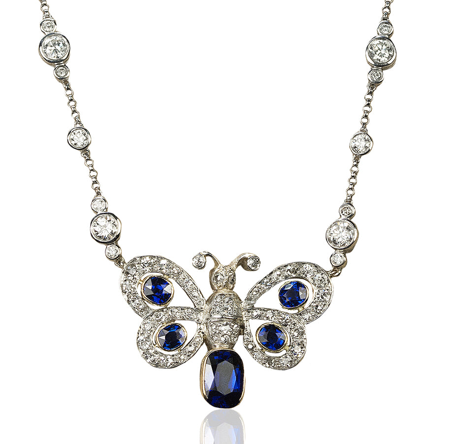 Vintage Sapphire Butterfly Necklace