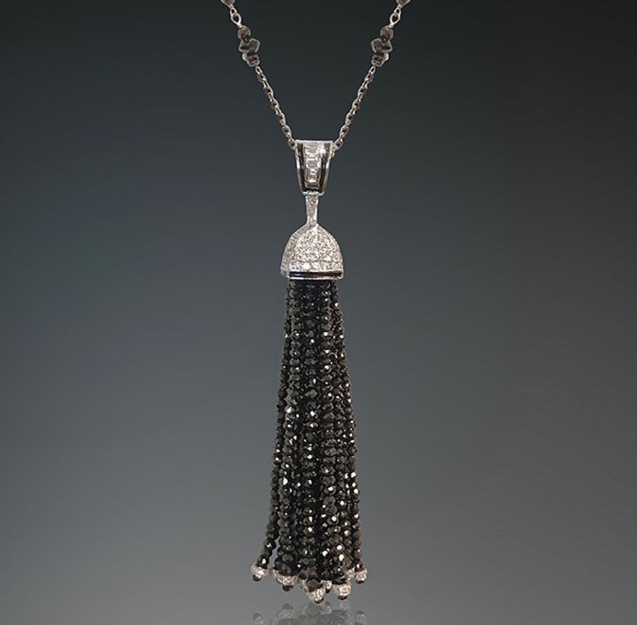 18k Black Diamojnd Tassle Necklace