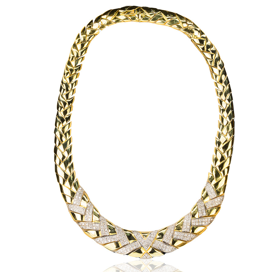 18k Heavy Gold Diamond Necklace