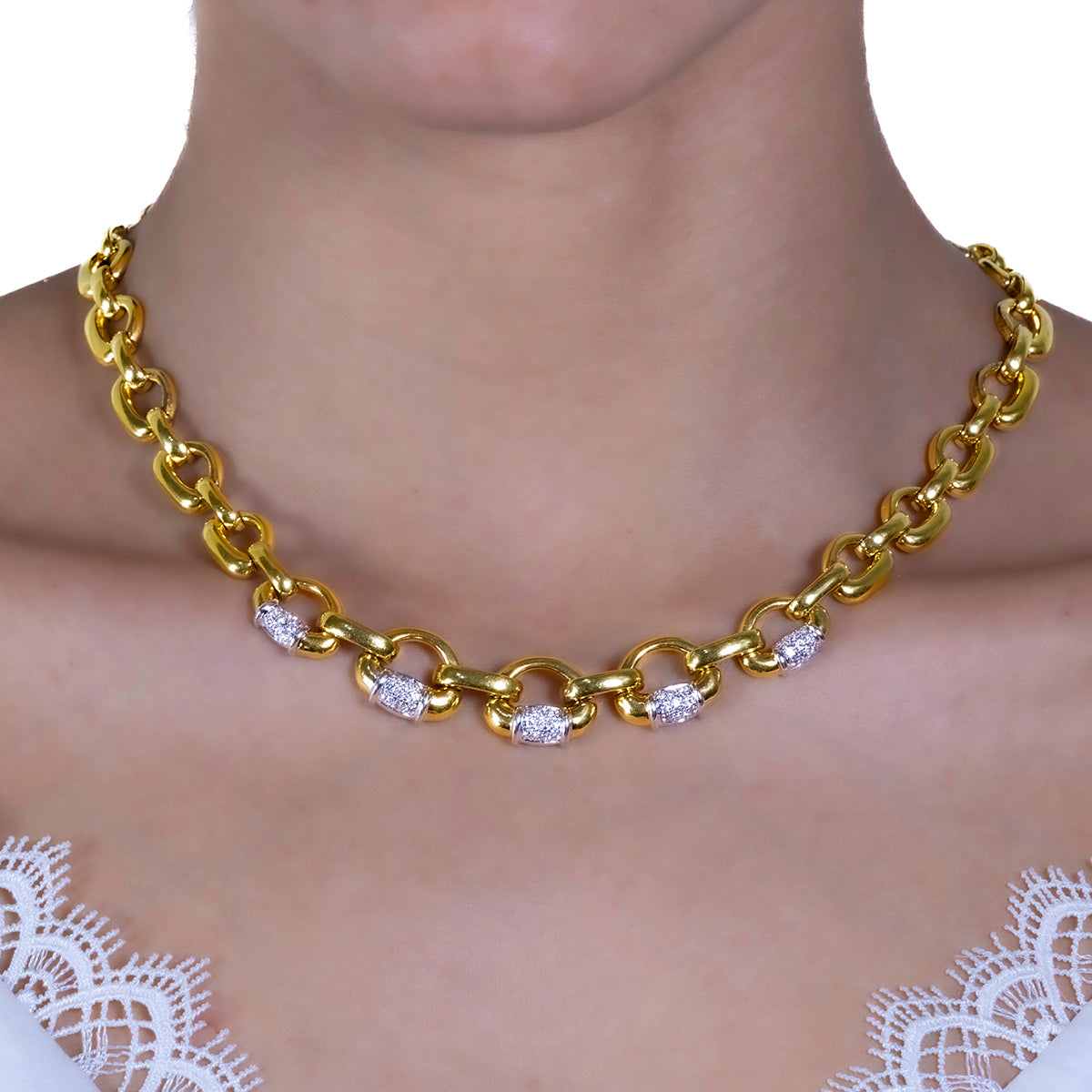 18k Italian Gold & Diamond Necklace