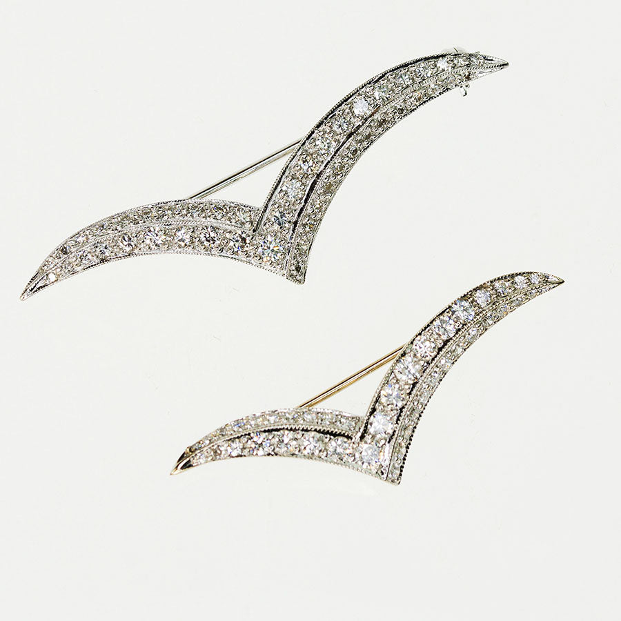18k Double Seagull brooches