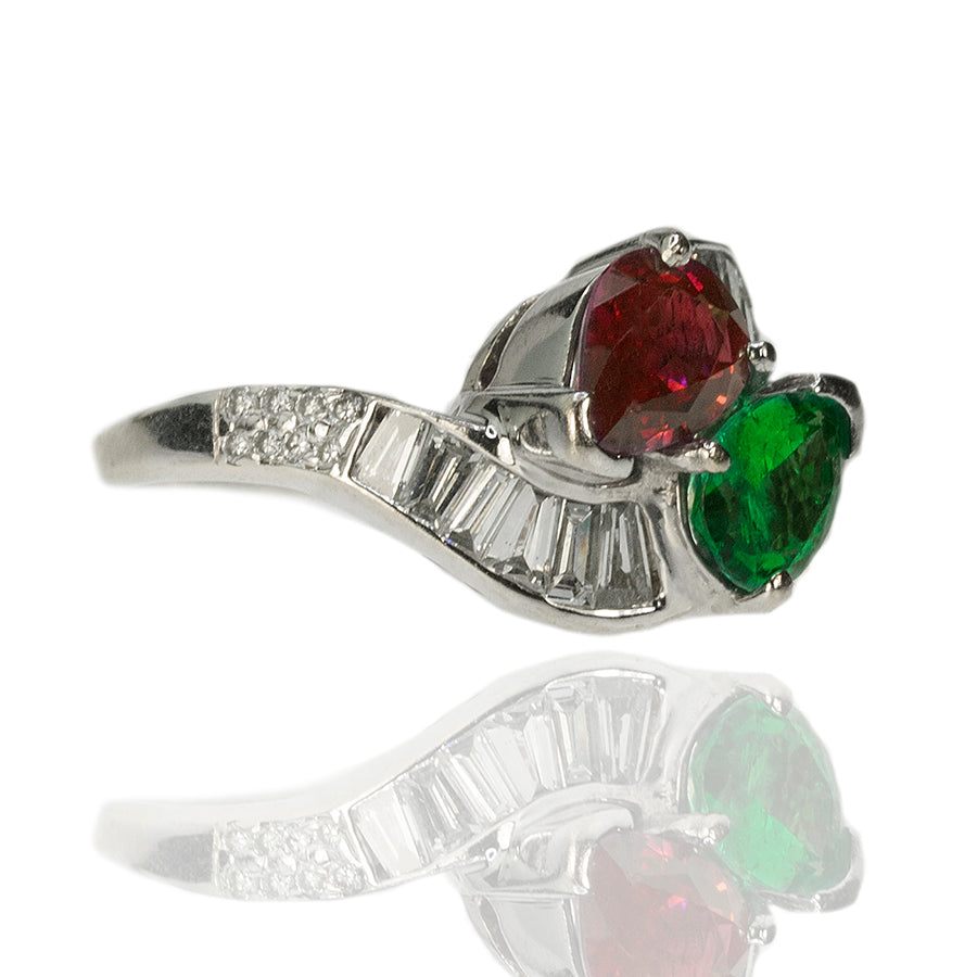 Emerald & Ruby Bypass Ring