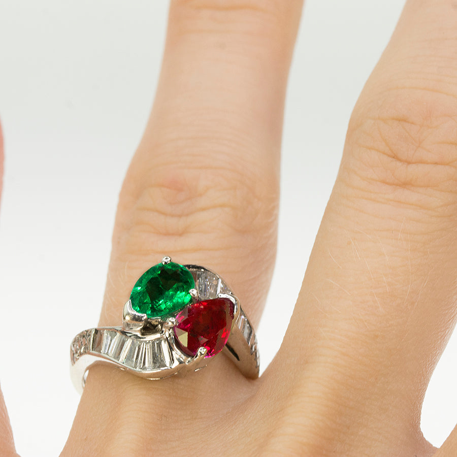 Emerald & Ruby Bypass Ring
