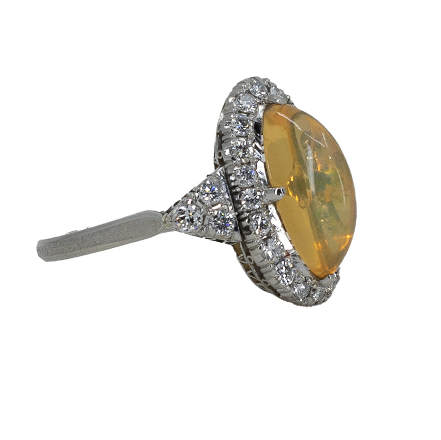 Platinum Fire Opal Ring
