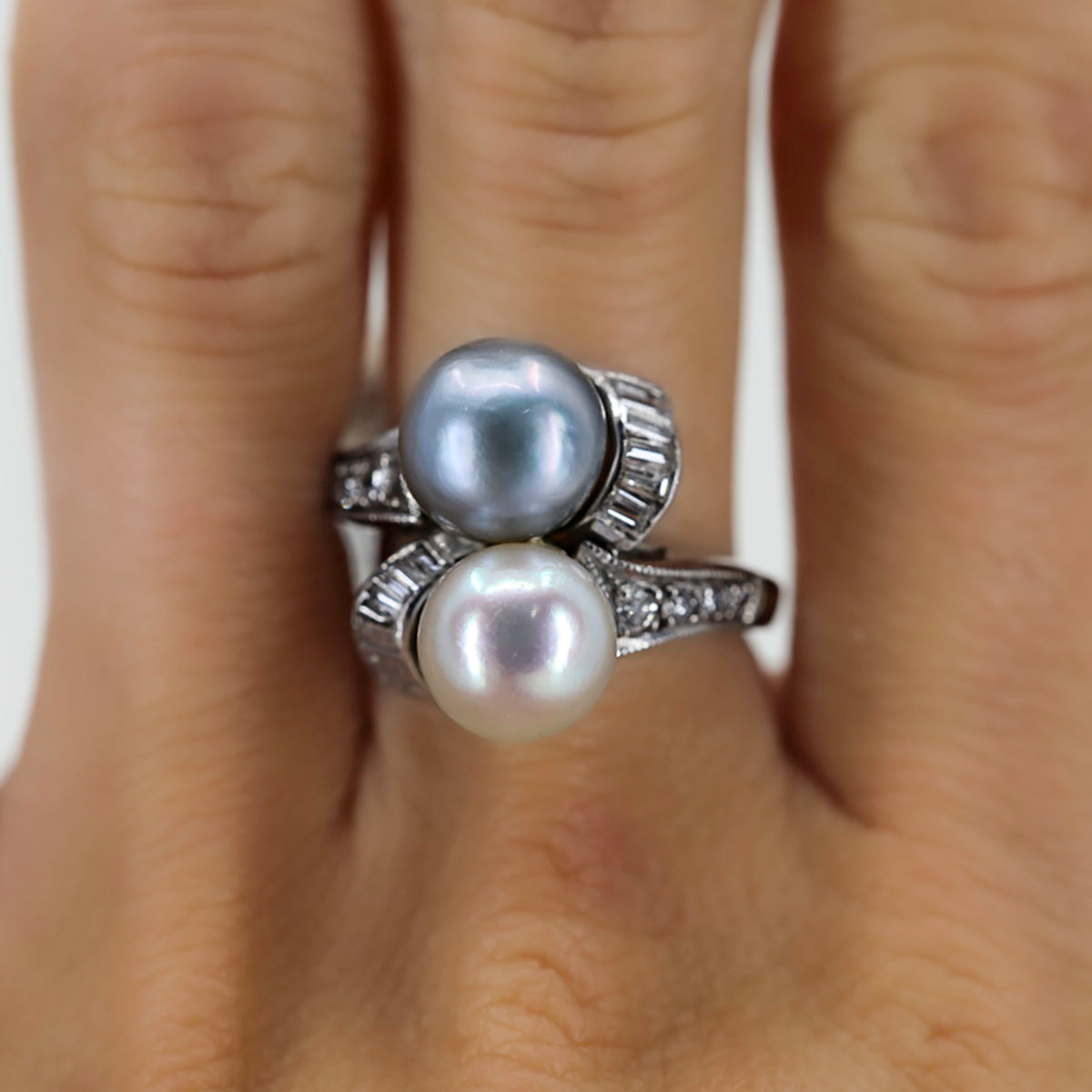 Platinum Pearl Bypass Ring
