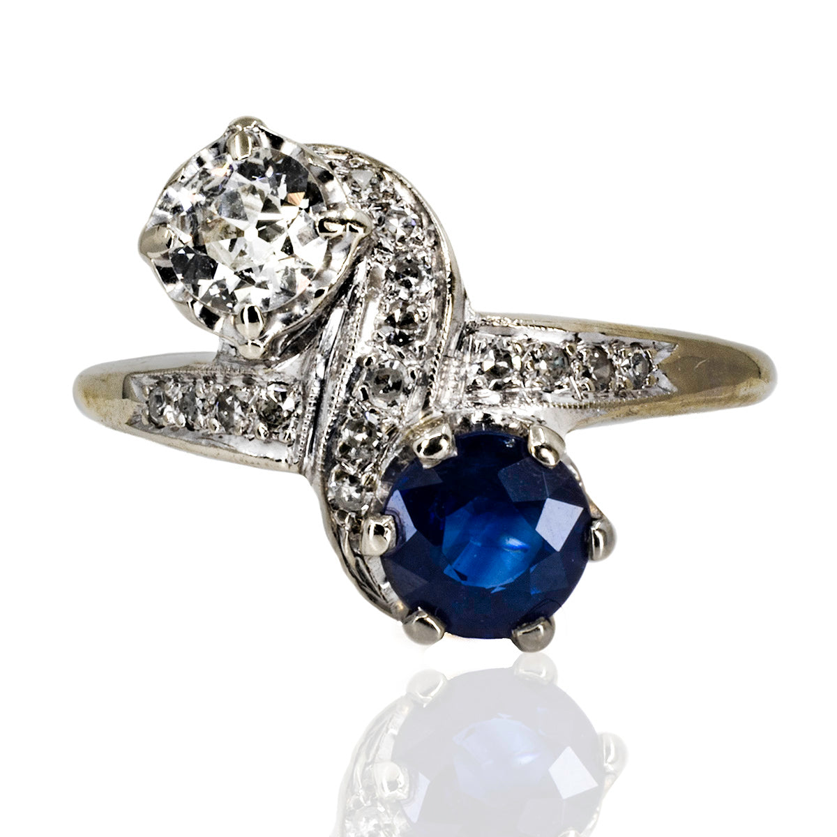 Sapphire & Diamond Bi-Pass Ring