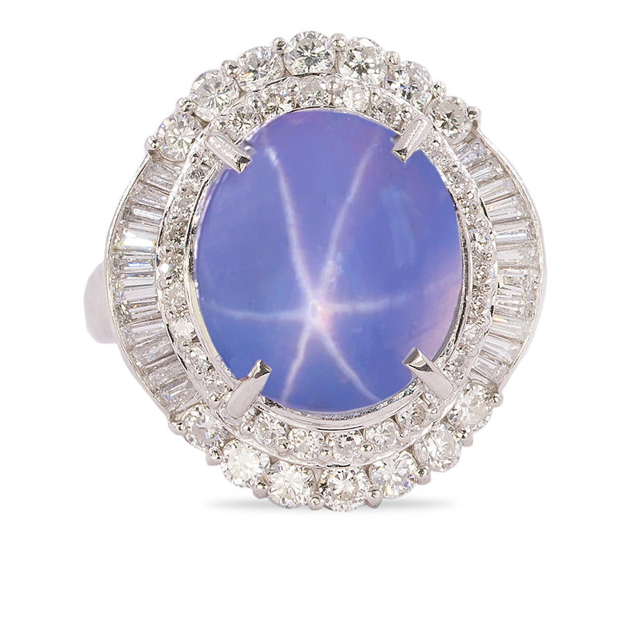 Platinum Ring with 12.56 Carat Star Sapphire