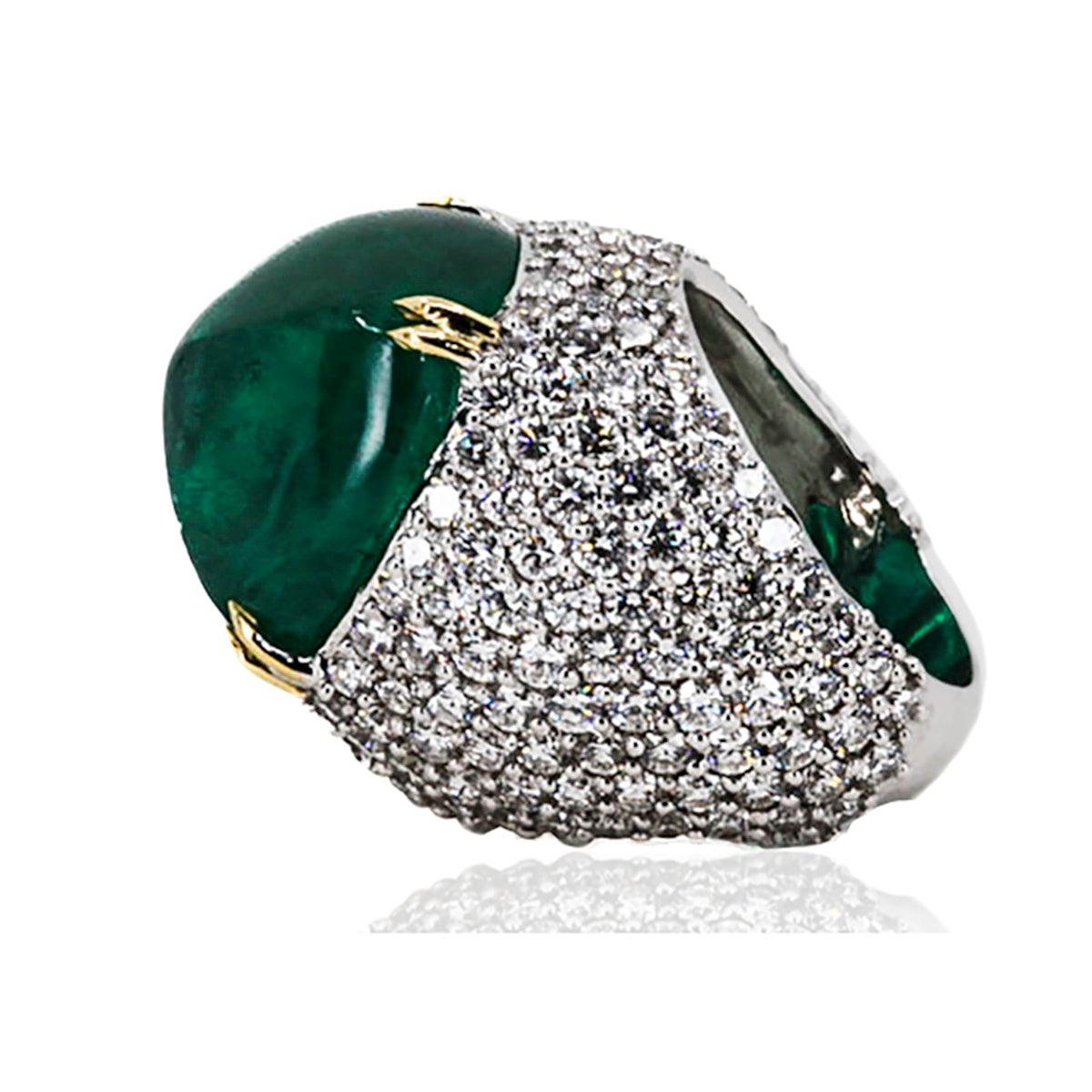 Stunning Sugarloaf Cabochon Emerald Ring