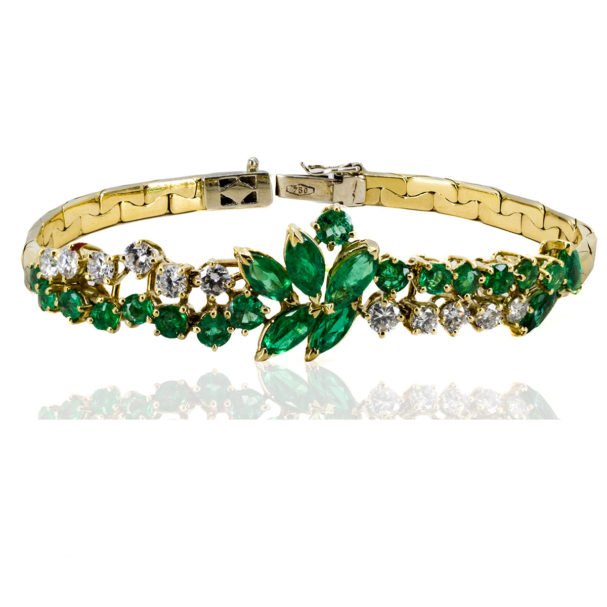18k Emerald Necklace, Bracelet & Earring Suite