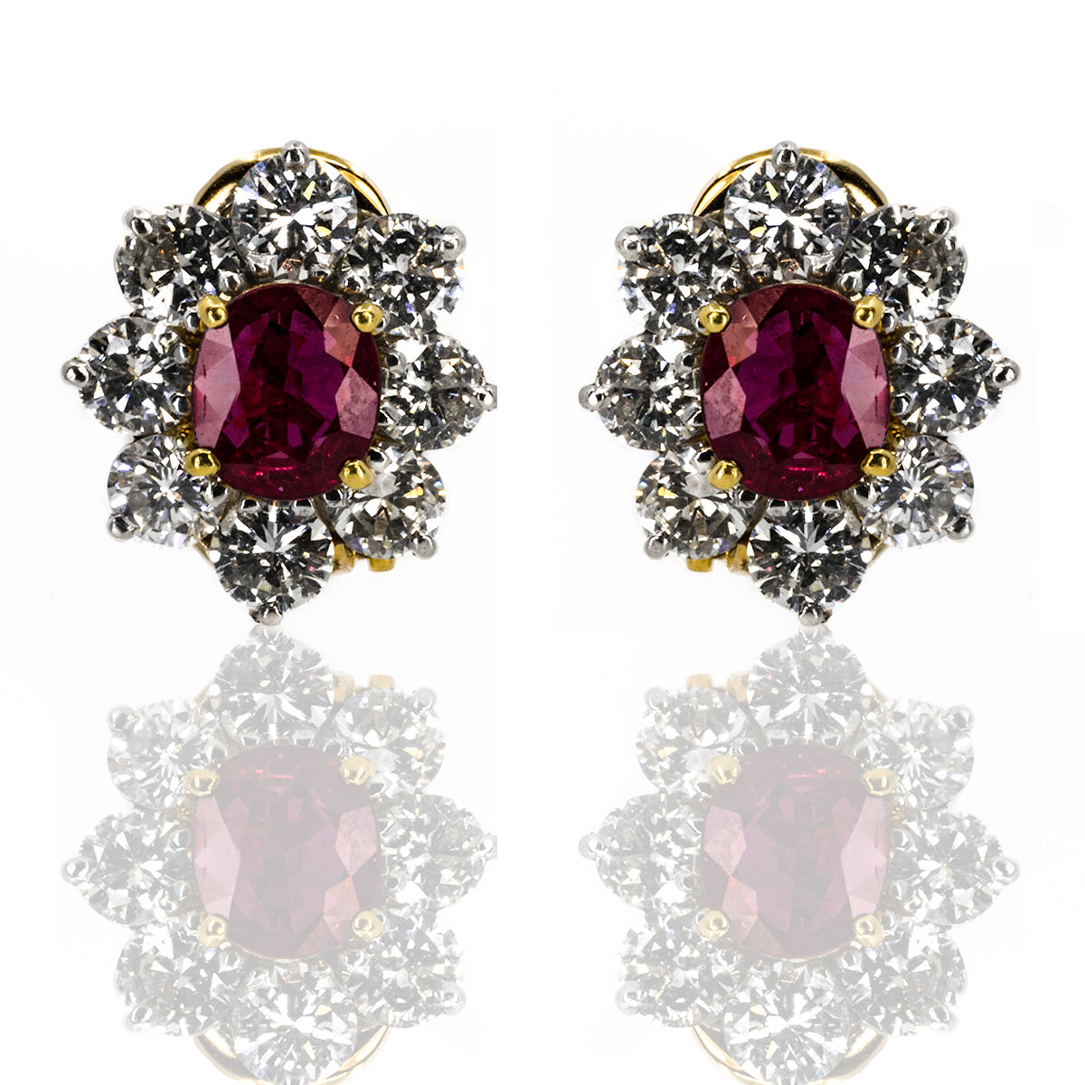 Platinuum & 18k Ruby Earrings