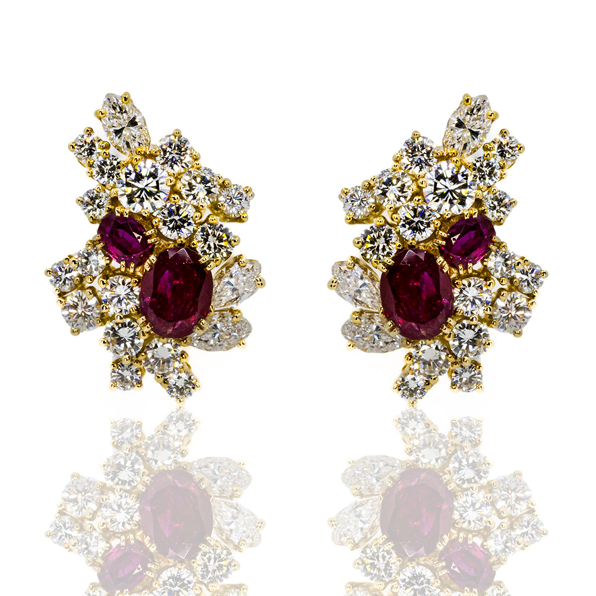 18k French Ruby Earrings