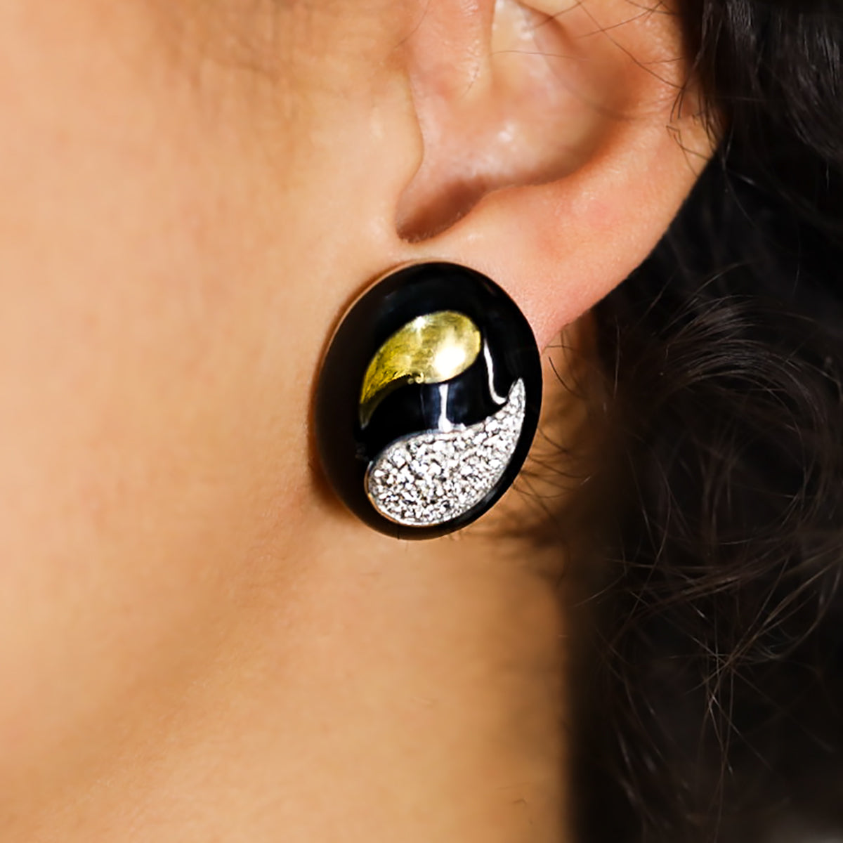 18k Diamond & Onyx Earrings