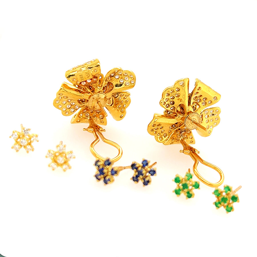 18k Diamond Floral Earrings with Inserts