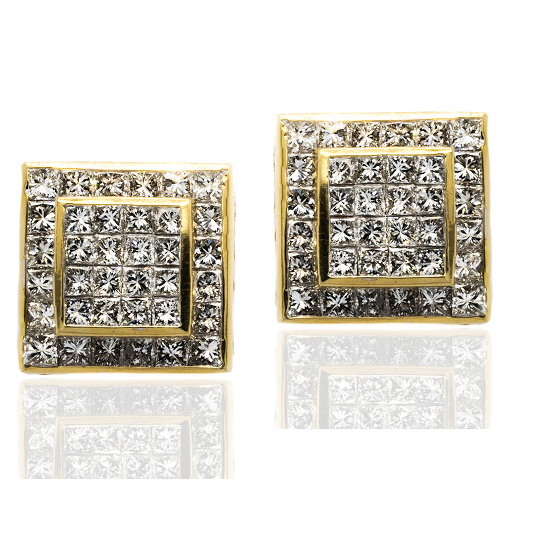 18k Invisible Set Diamond Earrings
