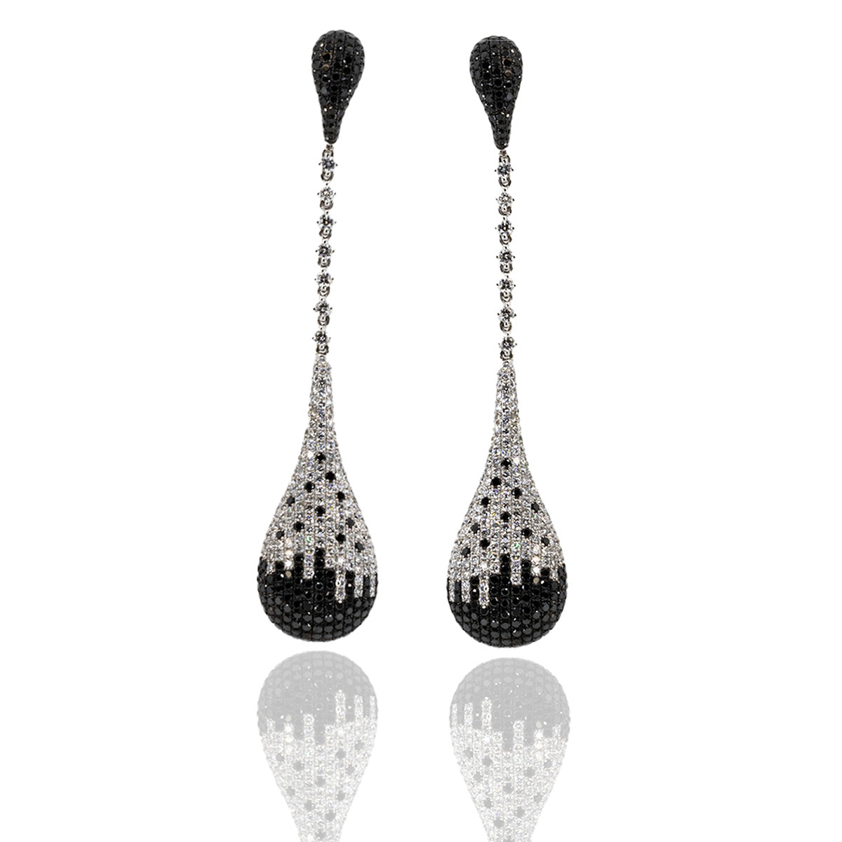18k Black & White Diamond Drop Earrings