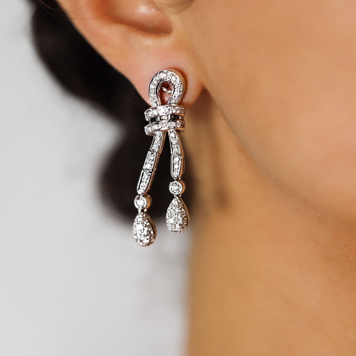 18k Italian Diamond Drop Earrings