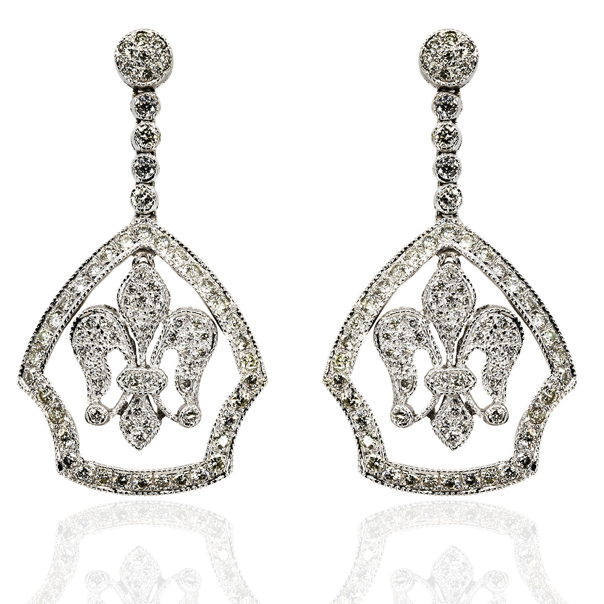 18k Fleur de Lis Diamond Earrings