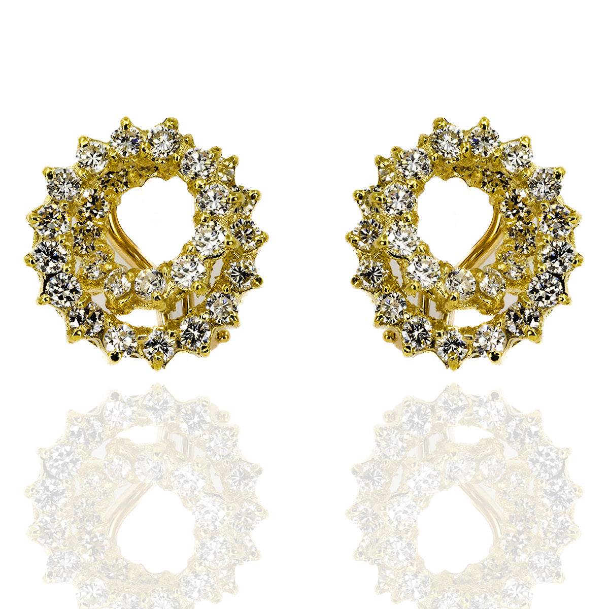 18k  Diamond Swirl Earrings
