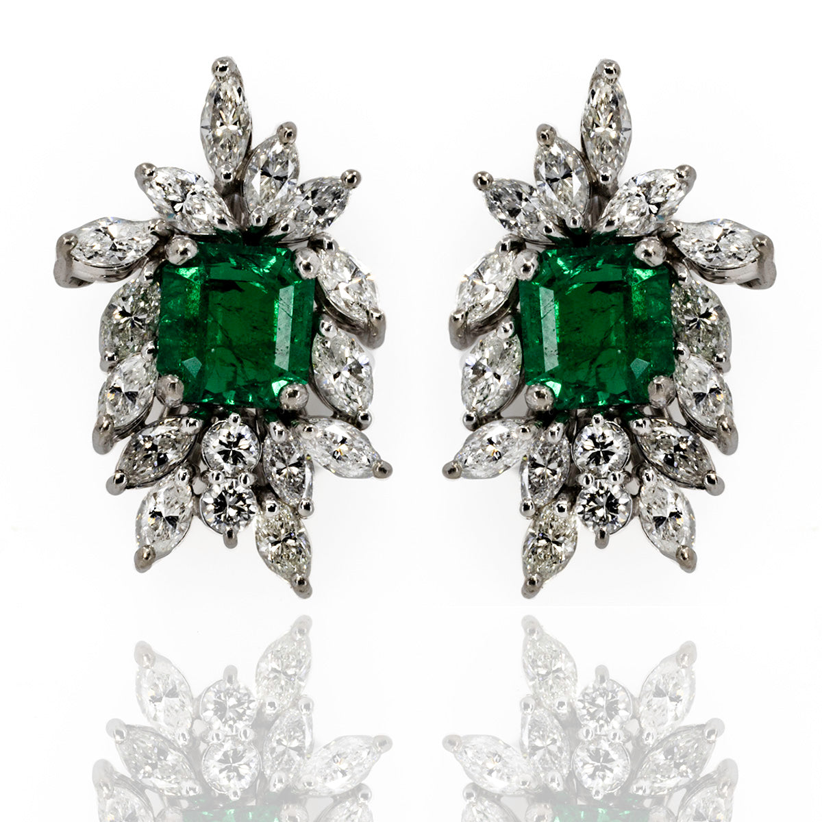 Platinum Emerald Earrings