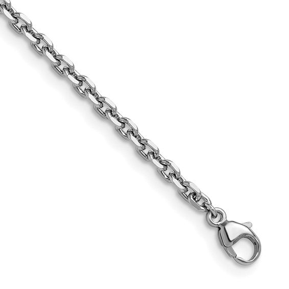 Herco Platinum 2.5mm Cable Link Necklace 18"
