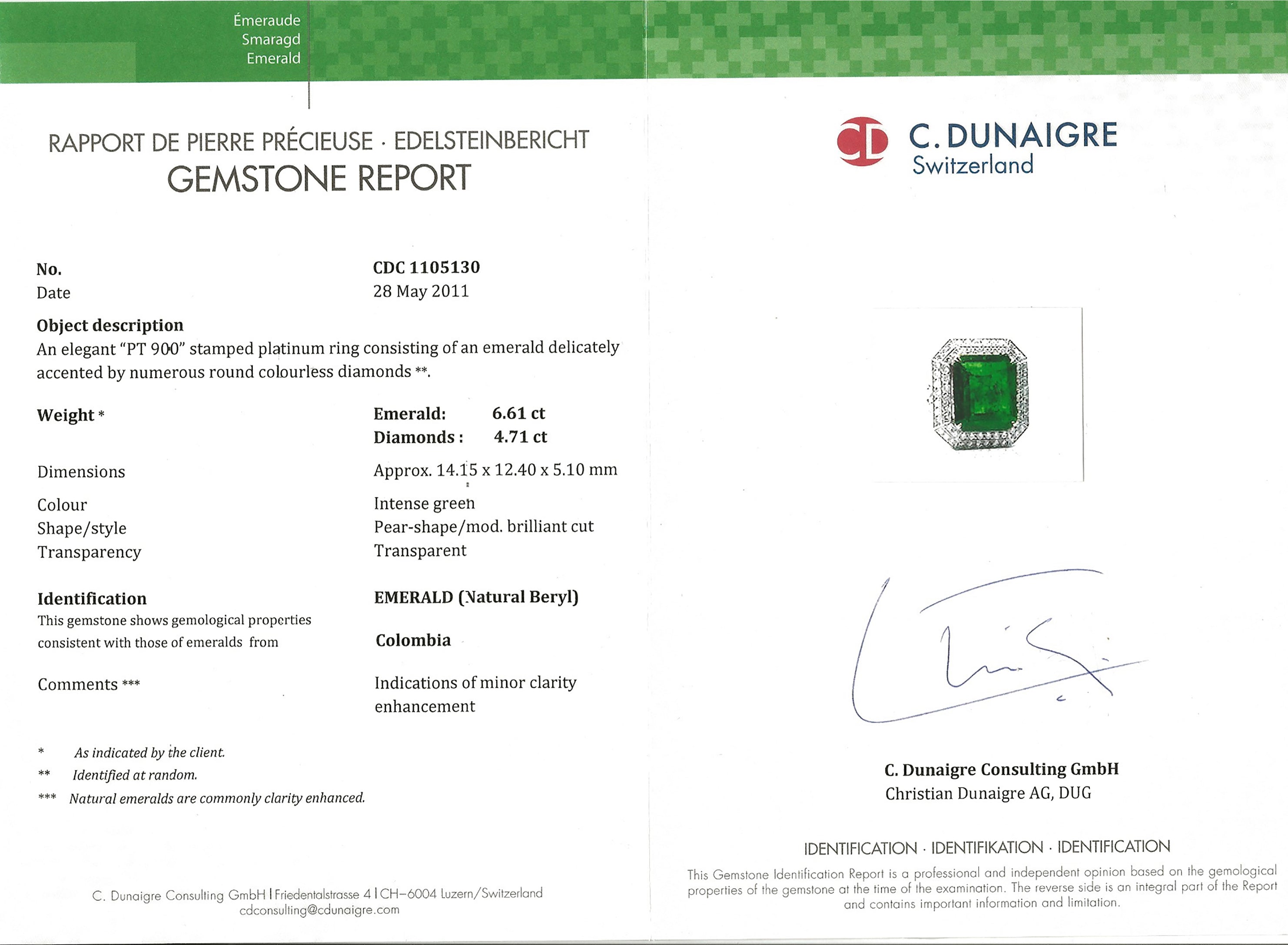 6.81 Carat Colombian Emerald Ring
