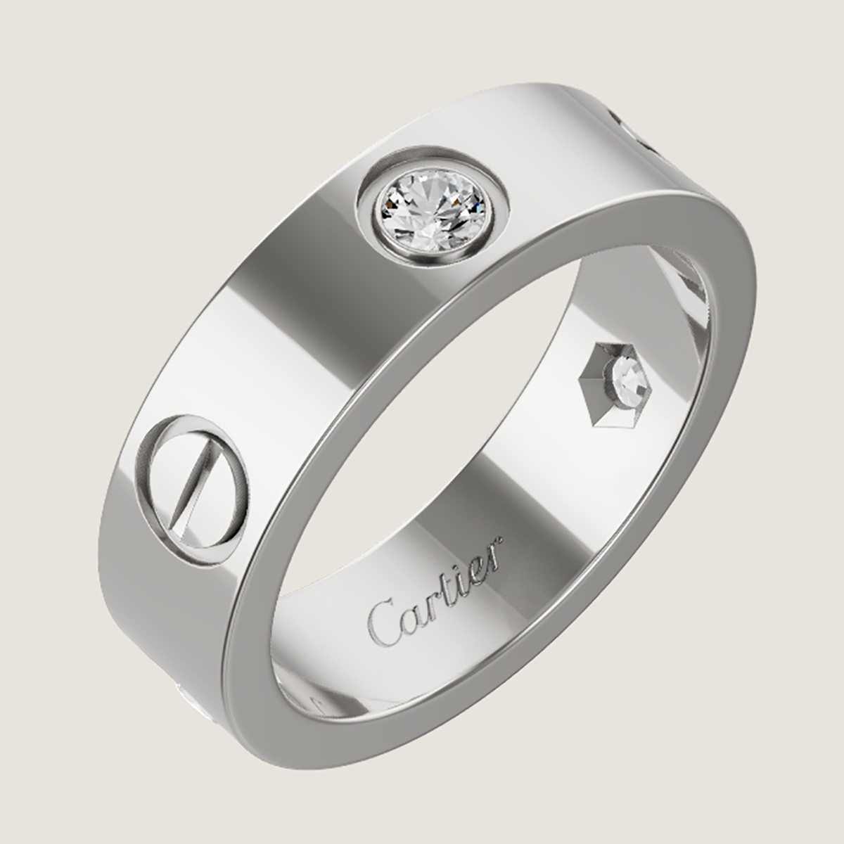 $1,650 Logo De Cartier 18K White Gold 4mm Wedding Band Ring #49 Size 4.75 |  eBay